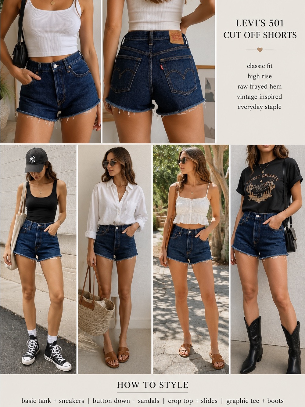 Levi’s 501 Cut Off Denim Shorts Dark Wash Raw Hem High Rise Jean Shorts